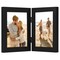 Americanflat Tri-Folding Picture Frame - Displays Two Photos at Once - Double Hinged Picture Frame - Shatter Resistant Glass - Tabletop Display Picture Frame - Black